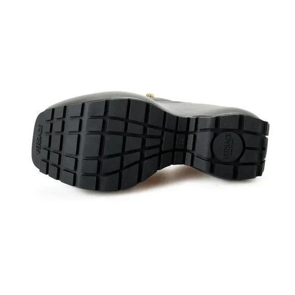 Authentic Versace Leather Platform Wedge Mules - Picture 5 of 17